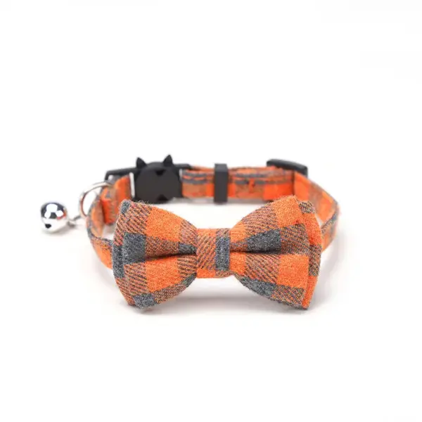 Haustier Breakaway Katzenhalsband Fliege und Glocke Niedliches kariertes Weihnachtsrotes elastisches verstellbares Hundehalsband mit Schärpe Kleine Glocke für Katzen - Image 25