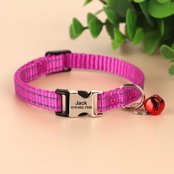 Personalisiertes bedrucktes Katzenhalsband, verstellbare Kätzchen-Welpenhalsbänder mit kostenlos graviertem ID-Namensschild, Glocke, Anti-Verlust-Katzenhalsbänder - Image 39