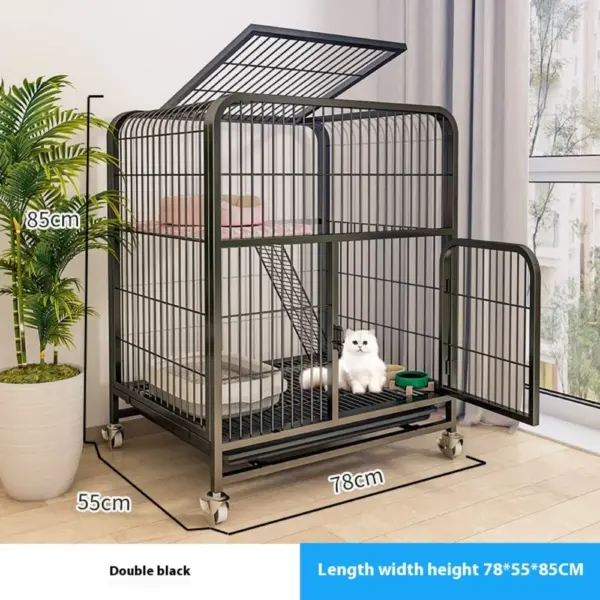 Katzen käfig Villa Hund Haustier Hunde käfige Haus auslaufs ichere Pfanne Metall Hunde kiste mit Tür abnehmbare Tablett Zwinger auf Rädern Haustier möbel - Image 6