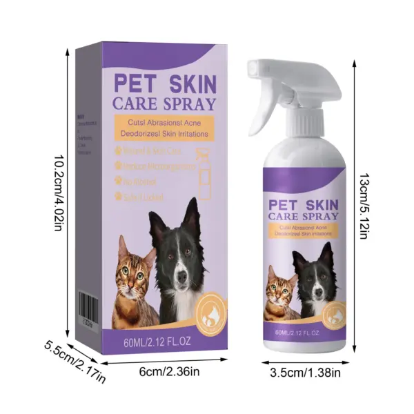 2024 Neues Haustier-Linderungs-Hautspray, lindert Juckreiz bei Hunden und Katzen, Milben entfernend, juckreizlindernd, 60 ml - Image 6
