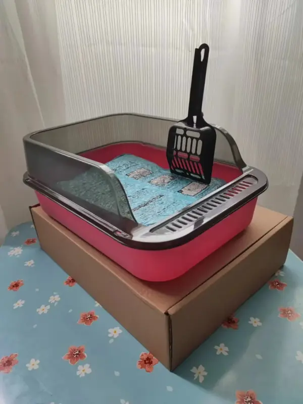 Katzentoilette-Set, großer Zaun, halbgeschlossene Katzentoilette, verdickte Katzentoilette mit Katzenstreuschaufel, Heimtierbedarf, Katzenstreu - Image 14