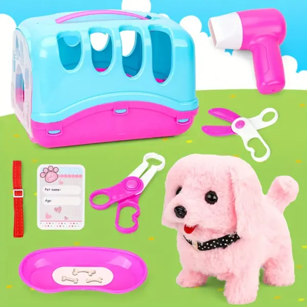 Haustier-Welpenpflegezubehör mit Hundehütte – Simuliertes Brador Dog Call Plüschtier – Interaktiver Tierarzt-Klinik-Arzt für Kinder – Rolle - Image 11