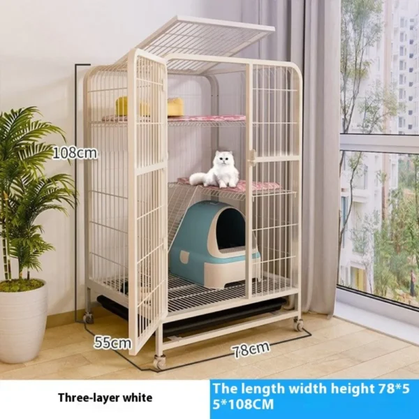 Cat Cage Villa Dog Pet Dog Cages House Leak-Proof Pan Metal Dog Crate With Door Removable Tray Kennel On Wheels Pet  Furniture - Image 3