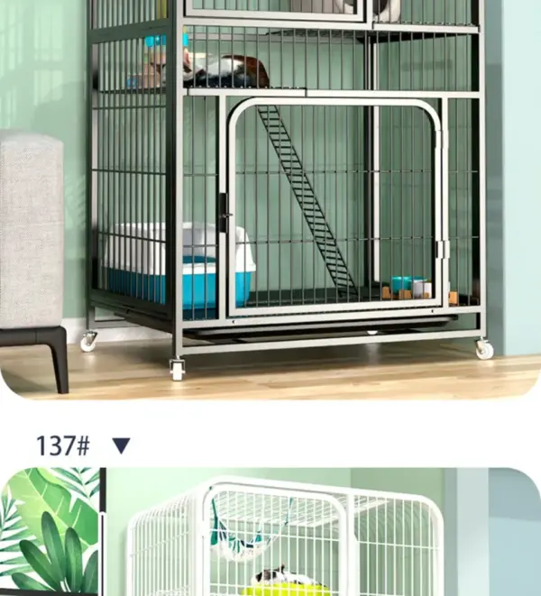 Katzen käfig Villa Hund Haustier Hunde käfige Haus auslaufs ichere Pfanne Metall Hunde kiste mit Tür abnehmbare Tablett Zwinger auf Rädern Haustier möbel - Image 51