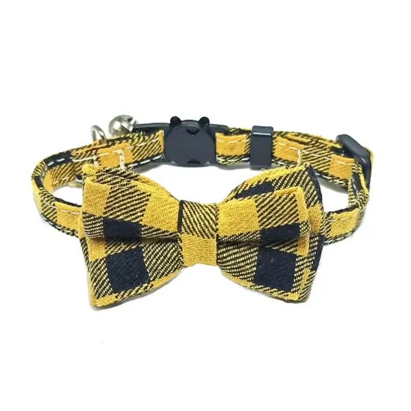 Haustier Breakaway Katzenhalsband Fliege und Glocke Niedliches kariertes Weihnachtsrotes elastisches verstellbares Hundehalsband mit Schärpe Kleine Glocke für Katzen - Image 18