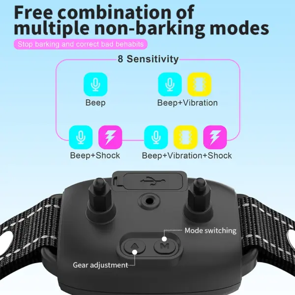 Hunde training Halsband automatische Anti-Rinde Hunde halsband Typ C wiederauf ladbare Hundetrainer Elektro schock Vibration Summer wasserdicht - Image 10