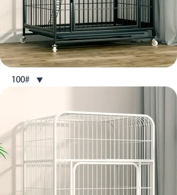 Katzen käfig Villa Hund Haustier Hunde käfige Haus auslaufs ichere Pfanne Metall Hunde kiste mit Tür abnehmbare Tablett Zwinger auf Rädern Haustier möbel - Image 47
