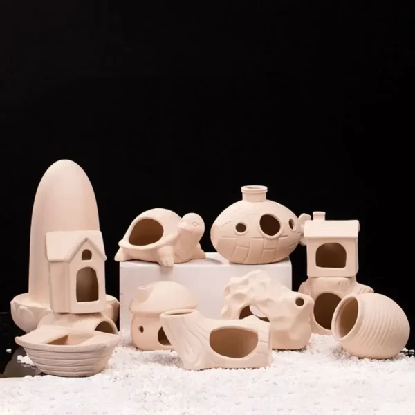 Ceramic Aquarium Decor - Fish Tank Landscape with Breeding Cave, Shrimp Farm Spawning Pot & Flower Pot for Aquatic Display - Image 3