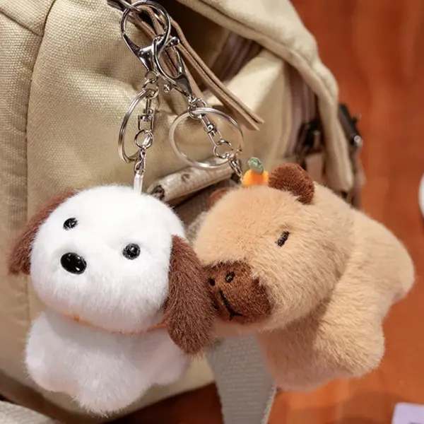 Capybara Plüschtier Anhänger Capybara Plüschtier Schlüsselanhänger Kawaii Tasche Schlüsselanhänger Niedlicher Hund Katze Puppen Autodekoration Weihnachtsgeschenk - Image 6