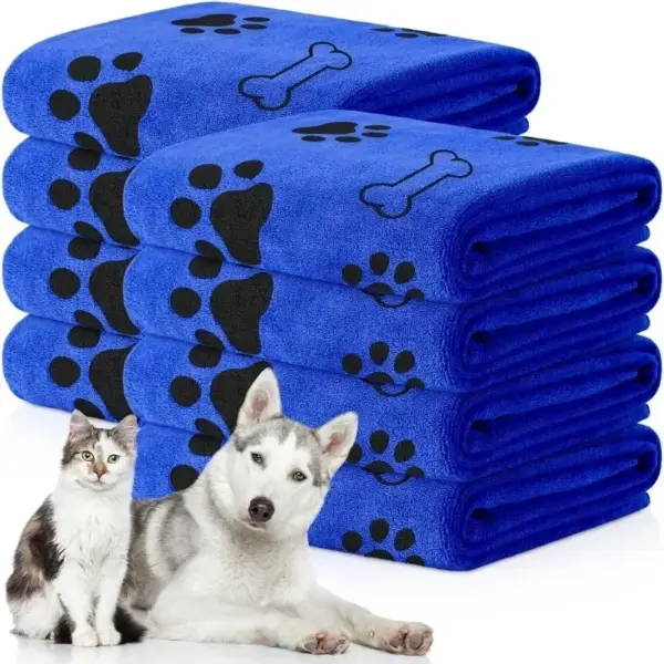 Haustierhandtuch 60 x 100 cm, trocknendes Badetuch für Hunde und Katzen, Mikrofaser, schnell trocknend, Hundeklaue, saugfähig, blau, grau, Badetuch, Haustier-Badeprodukte - Image 10
