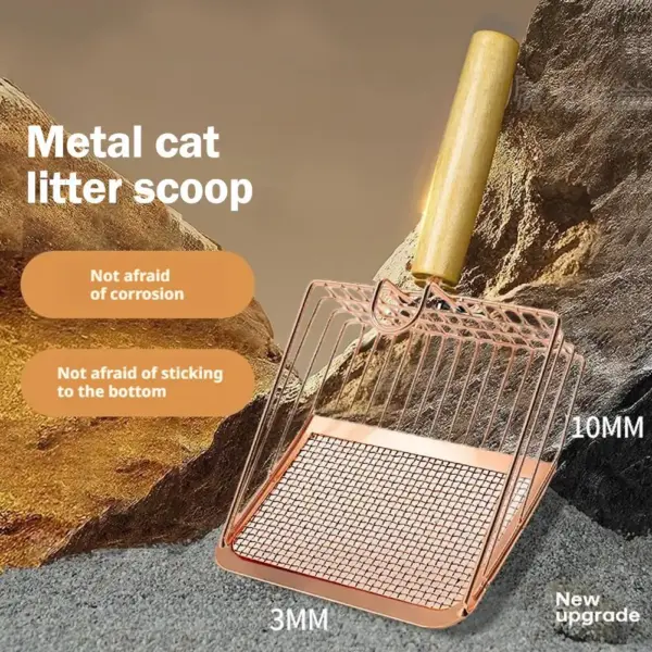 Katzenstreuschaufel aus Metall, Edelstahl, Holzgriff, leicht zu rosten, waschbar, für Kätzchen, Katzenschaufel, Toilettenreinigungsschaufel, Werkzeug - Image 13