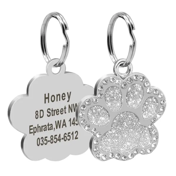 Personalisiertes Namensschild für Hunde und Katzen, glitzernde Strasssteine, Welpen, Kätzchen, Anti-Verlust-Haustierhalsband, Zubehör, kostenlose gravierte Haustierprodukte - Image 11