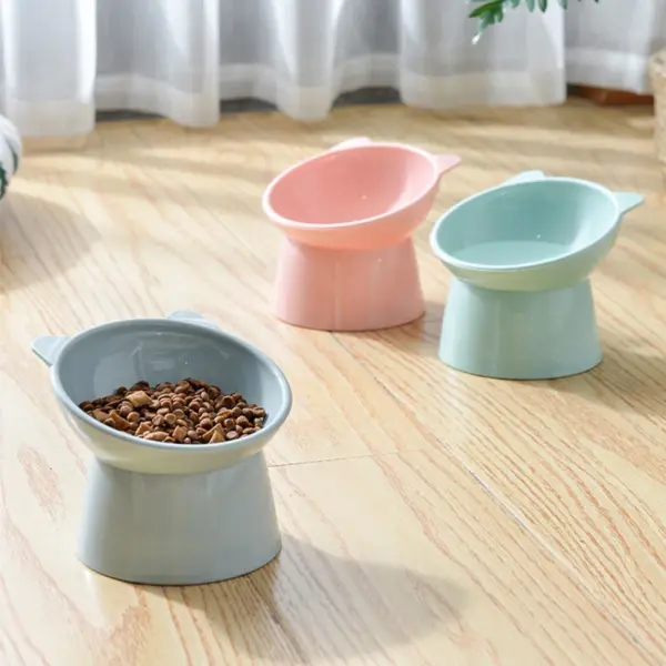 Gekippter Futternapf für Katzen, erhöhter Katzennapf, ergonomischer Futternapf für Katzen, Anti-Erbrechen-Futternapf aus Kunststoff, rutschfest, für flache Katzen - Image 21