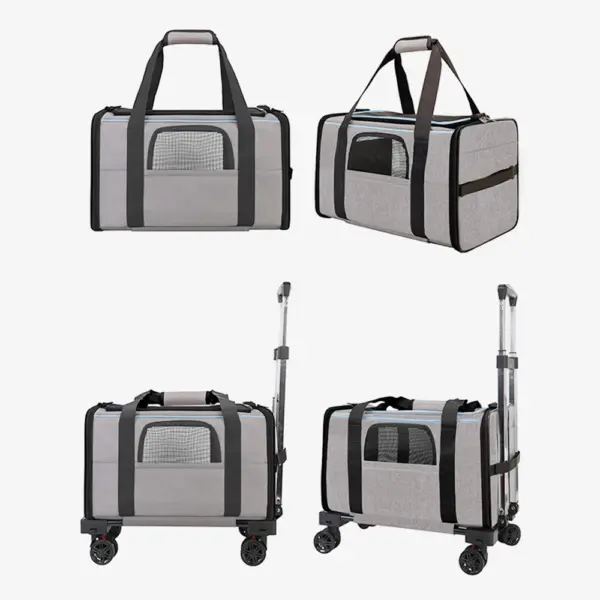Haustier Trolley Tasche abnehmbarer Roll träger für kleine Hunde Katzen tragbare Reise träger mit Teleskop griff und Schulter gurt - Image 19