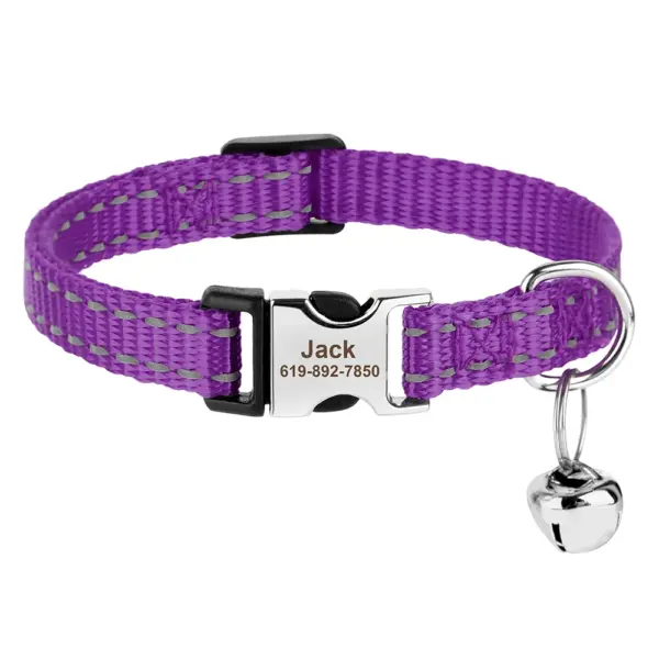 Personalisiertes bedrucktes Katzenhalsband, verstellbare Kätzchen-Welpenhalsbänder mit kostenlos graviertem ID-Namensschild, Glocke, Anti-Verlust-Katzenhalsbänder - Image 20
