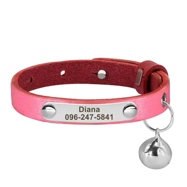 Personalisiertes Katzenhalsband, verstellbares Leder, Haustier-Katzenhalsbänder, Halskette, individuelle Namenshalsbänder für Welpen und Kätzchen, Anti-Verlust-Katzen-Zubehör - Image 16