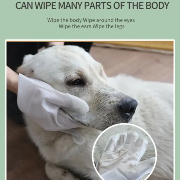 Hundesalon-Handschuh, Haustier-Badetücher, Hunde-Körpertücher, keine Spülung, Waschhandschuhe für die Reinigung von Katzen, Fell, Ohren, Augen und Pfoten, desodorierend - Image 5