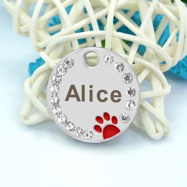 Personalisiertes Namensschild für Hunde und Katzen, glitzernde Strasssteine, Welpen, Kätzchen, Anti-Verlust-Haustierhalsband, Zubehör, kostenlose gravierte Haustierprodukte - Image 34