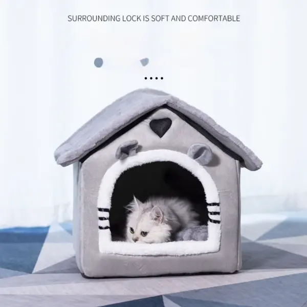 Warmes Hundehaus für den Innenbereich, weiches Haustierbett, Zelthaus, Hundehütte, Katzenbett mit abnehmbarem Kissen, geeignet für kleine, mittelgroße und große Haustiere - Image 4