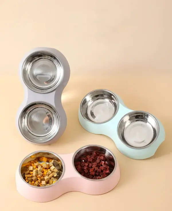 Doppel Pet Food Schüssel Edelstahl Drink Pet Trinken Lebensmittel Hundefutter Welpen Fütterung Liefert Kätzchen Lebensmittel Wasser Zubehör - Image 9
