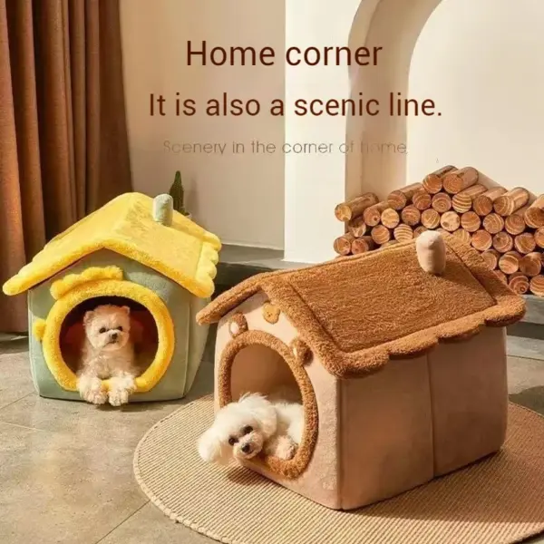 Warmes Hundehaus für den Innenbereich, weiches Haustierbett, Zelthaus, Hundehütte, Katzenbett mit abnehmbarem Kissen, geeignet für kleine, mittelgroße und große Haustiere