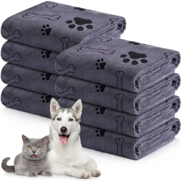 Haustierhandtuch 60 x 100 cm, trocknendes Badetuch für Hunde und Katzen, Mikrofaser, schnell trocknend, Hundeklaue, saugfähig, blau, grau, Badetuch, Haustier-Badeprodukte - Image 11