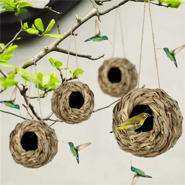 1pc Natürliche Handgemachte Stroh Vogel Nest Taube Haus Papagei Nest Warme Haustier Schlafzimmer Hof Kleine Tier Vogel Käfige - Image 14