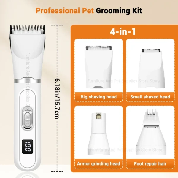 Dog Hair Clippers Grooming Electric Pet Clipper Professional Silent Hair Cutter USB Rechargeable Pet Grooming Clipper - Image 2
