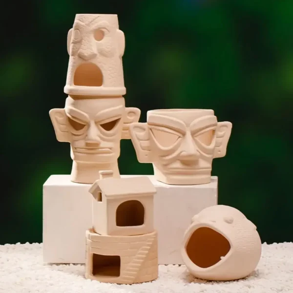 Ceramic Aquarium Decor - Fish Tank Landscape with Breeding Cave, Shrimp Farm Spawning Pot & Flower Pot for Aquatic Display - Image 2
