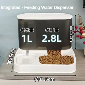 2-in-1-Aufbewahrungsbehälter für Haustiere, automatischer Futterspender für trockene Lebensmittel, großer sichtbarer Wasserbrunnen für Haustiere, automatischer Futterspender für Haustiere