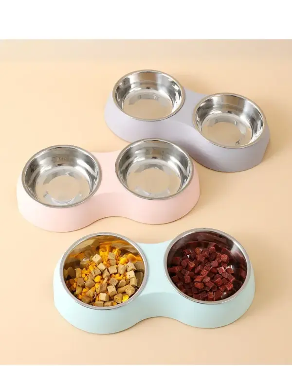 Doppel Pet Food Schüssel Edelstahl Drink Pet Trinken Lebensmittel Hundefutter Welpen Fütterung Liefert Kätzchen Lebensmittel Wasser Zubehör - Image 11