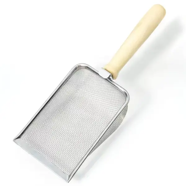 Feinmaschige Katzenstreu schaufel Metallgitter Katzenstreu schaufel Siever Holzgriff Sands chaufel Reinigung Kot Haustier Reinigungs werkzeug - Image 3