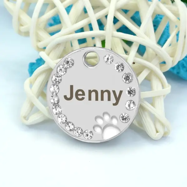 Personalisiertes Namensschild für Hunde und Katzen, glitzernde Strasssteine, Welpen, Kätzchen, Anti-Verlust-Haustierhalsband, Zubehör, kostenlose gravierte Haustierprodukte - Image 35