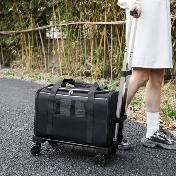 Haustier Trolley Tasche abnehmbarer Roll träger für kleine Hunde Katzen tragbare Reise träger mit Teleskop griff und Schulter gurt - Image 17