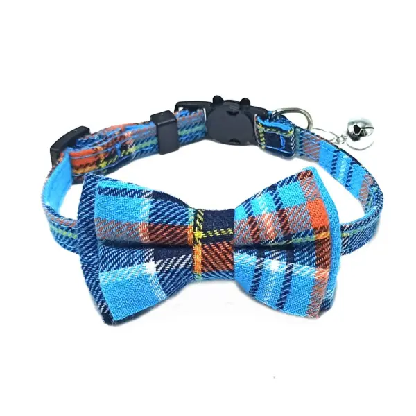 Haustier Breakaway Katzenhalsband Fliege und Glocke Niedliches kariertes Weihnachtsrotes elastisches verstellbares Hundehalsband mit Schärpe Kleine Glocke für Katzen - Image 12