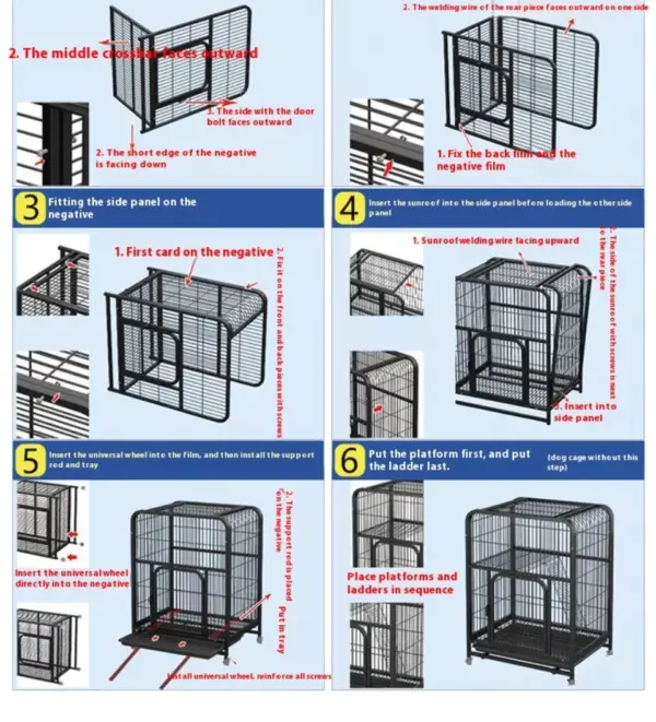 Katzen käfig Villa Hund Haustier Hunde käfige Haus auslaufs ichere Pfanne Metall Hunde kiste mit Tür abnehmbare Tablett Zwinger auf Rädern Haustier möbel - Image 55