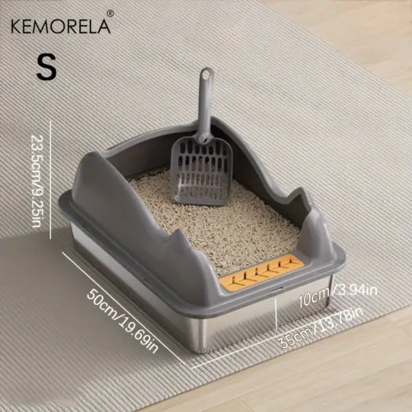 KEMORELA Katzentoilette aus Edelstahl, extra große, hochseitige Katzentoilette aus Metall für große Katzen, antihaftbeschichtet, geruchshemmend, auslaufsicher - Image 9