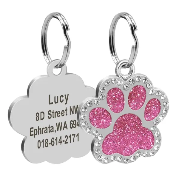 Personalisiertes Namensschild für Hunde und Katzen, glitzernde Strasssteine, Welpen, Kätzchen, Anti-Verlust-Haustierhalsband, Zubehör, kostenlose gravierte Haustierprodukte - Image 10