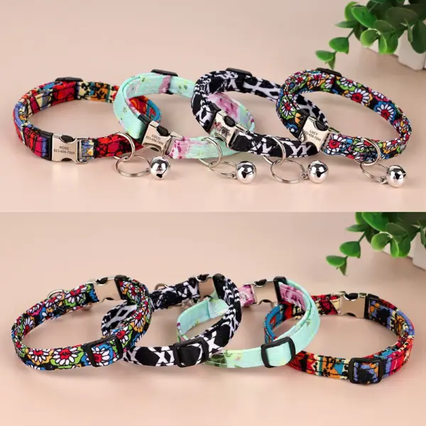Personalisiertes bedrucktes Katzenhalsband, verstellbare Kätzchen-Welpenhalsbänder mit kostenlos graviertem ID-Namensschild, Glocke, Anti-Verlust-Katzenhalsbänder - Image 28