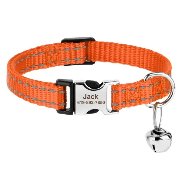 Personalisiertes bedrucktes Katzenhalsband, verstellbare Kätzchen-Welpenhalsbänder mit kostenlos graviertem ID-Namensschild, Glocke, Anti-Verlust-Katzenhalsbänder - Image 22