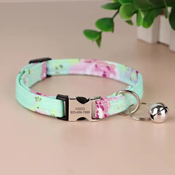Personalisiertes bedrucktes Katzenhalsband, verstellbare Kätzchen-Welpenhalsbänder mit kostenlos graviertem ID-Namensschild, Glocke, Anti-Verlust-Katzenhalsbänder - Image 38
