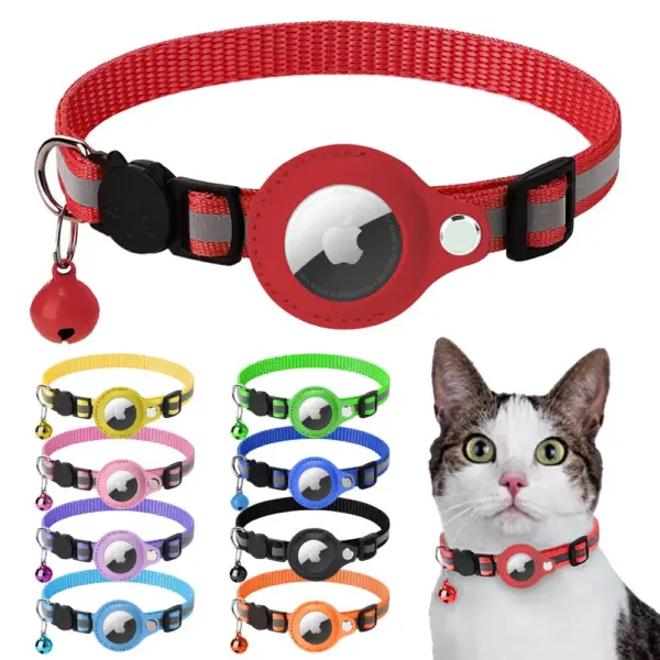 Airtag Case Halsband für Katzen mit Schutzhülle für Anti Lost Locator Tracker Hunde zubehör reflektierende Haustier halsbänder