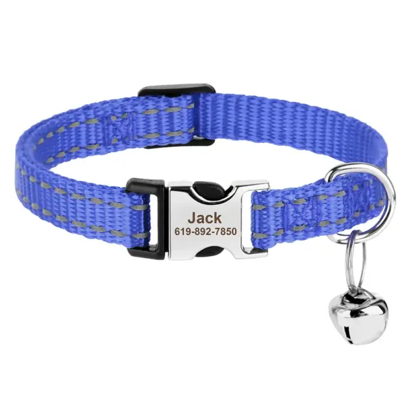 Personalisiertes bedrucktes Katzenhalsband, verstellbare Kätzchen-Welpenhalsbänder mit kostenlos graviertem ID-Namensschild, Glocke, Anti-Verlust-Katzenhalsbänder - Image 19
