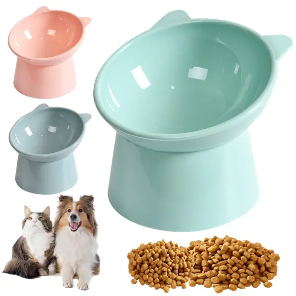 Gekippter Futternapf für Katzen, erhöhter Katzennapf, ergonomischer Futternapf für Katzen, Anti-Erbrechen-Futternapf aus Kunststoff, rutschfest, für flache Katzen - Image 25