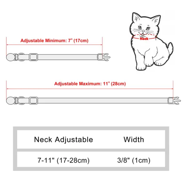 Personalisiertes bedrucktes Katzenhalsband, verstellbare Kätzchen-Welpenhalsbänder mit kostenlos graviertem ID-Namensschild, Glocke, Anti-Verlust-Katzenhalsbänder - Image 6