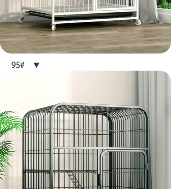 Katzen käfig Villa Hund Haustier Hunde käfige Haus auslaufs ichere Pfanne Metall Hunde kiste mit Tür abnehmbare Tablett Zwinger auf Rädern Haustier möbel - Image 43