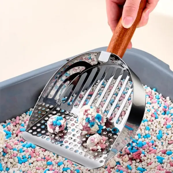 Katzenstreuschaufel aus Edelstahl 304, speziell für Katzen mit feinem Loch, großes Mineral-Sandschaufel, Kotartefakt aus Metall - Image 8