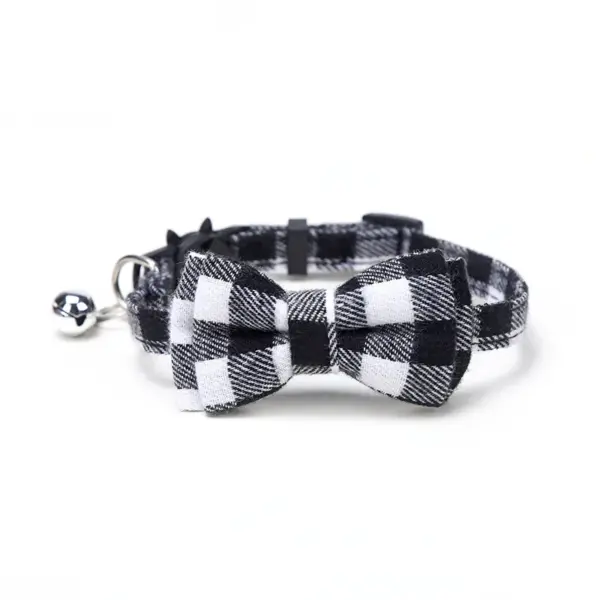 Haustier Breakaway Katzenhalsband Fliege und Glocke Niedliches kariertes Weihnachtsrotes elastisches verstellbares Hundehalsband mit Schärpe Kleine Glocke für Katzen - Image 22