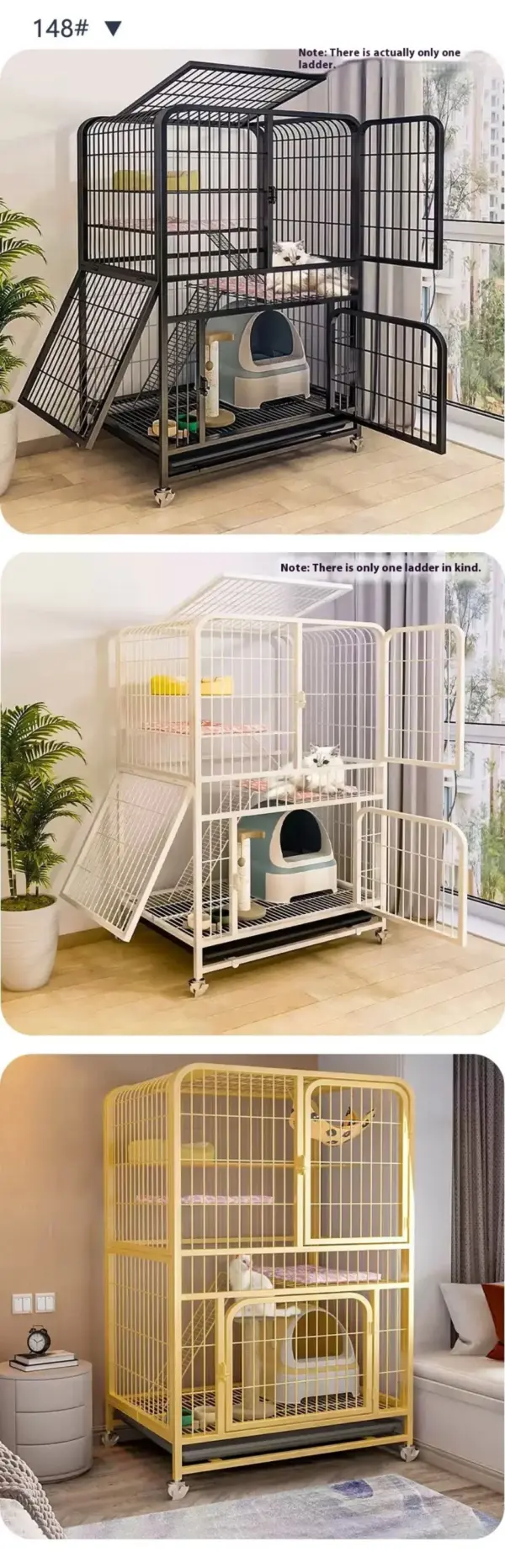 Katzen käfig Villa Hund Haustier Hunde käfige Haus auslaufs ichere Pfanne Metall Hunde kiste mit Tür abnehmbare Tablett Zwinger auf Rädern Haustier möbel - Image 53