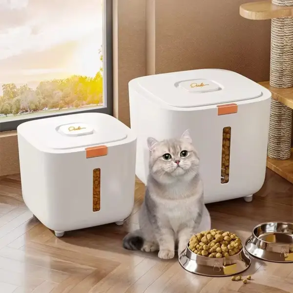 Aufbewahrungsfass für Tiernahrung, großes Aufbewahrungsfass für Lebensmittel, versiegeltes, feuchtigkeitsbeständiges Katzenfutterfass zur Aufbewahrung von Katzenfutter, Hundefutterfass für Haustiere - Image 12